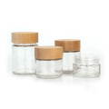 New design 2oz 3oz Cylinder glass storage jar with bamboo lid